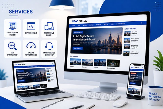 Snow Blue Media news portal website design and development services
